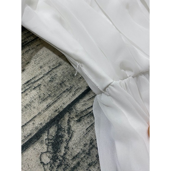 Alessandro Bridals Vtg 60s Union Wedding‎ Dress Beaded Lace Boho Hippie Chiffon - Picture 9 of 16